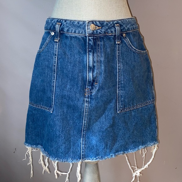 Topshop Dresses & Skirts - Woman's Topshop Moto Blue Jean Skirt Size 10
